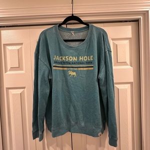 Turquoise Jackson Hole crew neck sweatshirt